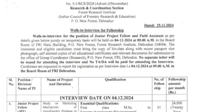 ICFRE Recruitment 2024: Apply for JRF and FA Posts via Walk-In Interview