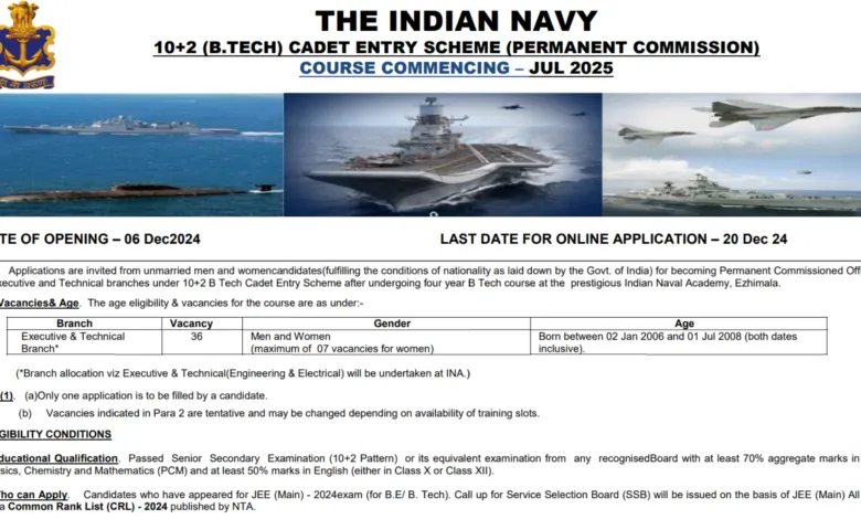 Indian Navy Recruitment 2024: Notification Out for 36 Executive and Technical Posts, Apply From 6 Dec.