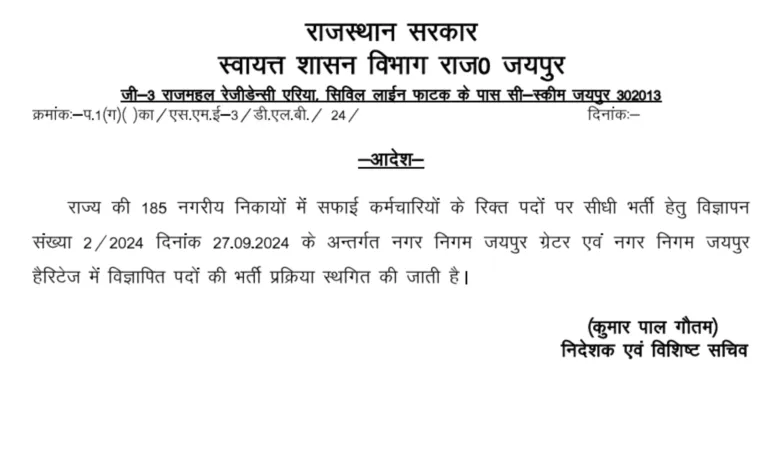 Rajasthan Safai Karmchari Bharti 2024 [23820 Post] Postponed, Check Latest Updates Here