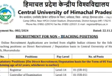 CU Himachal Non-Teaching Recruitment 2024: LDC, MTS, Assistant Notification and Apply Online for Various Posts