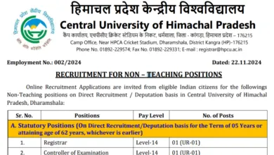 CU Himachal Non-Teaching Recruitment 2024: LDC, MTS, Assistant Notification and Apply Online for Various Posts