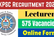 JKPSC School Lecturer Recruitment 2024 Apply Online for 575 Posts