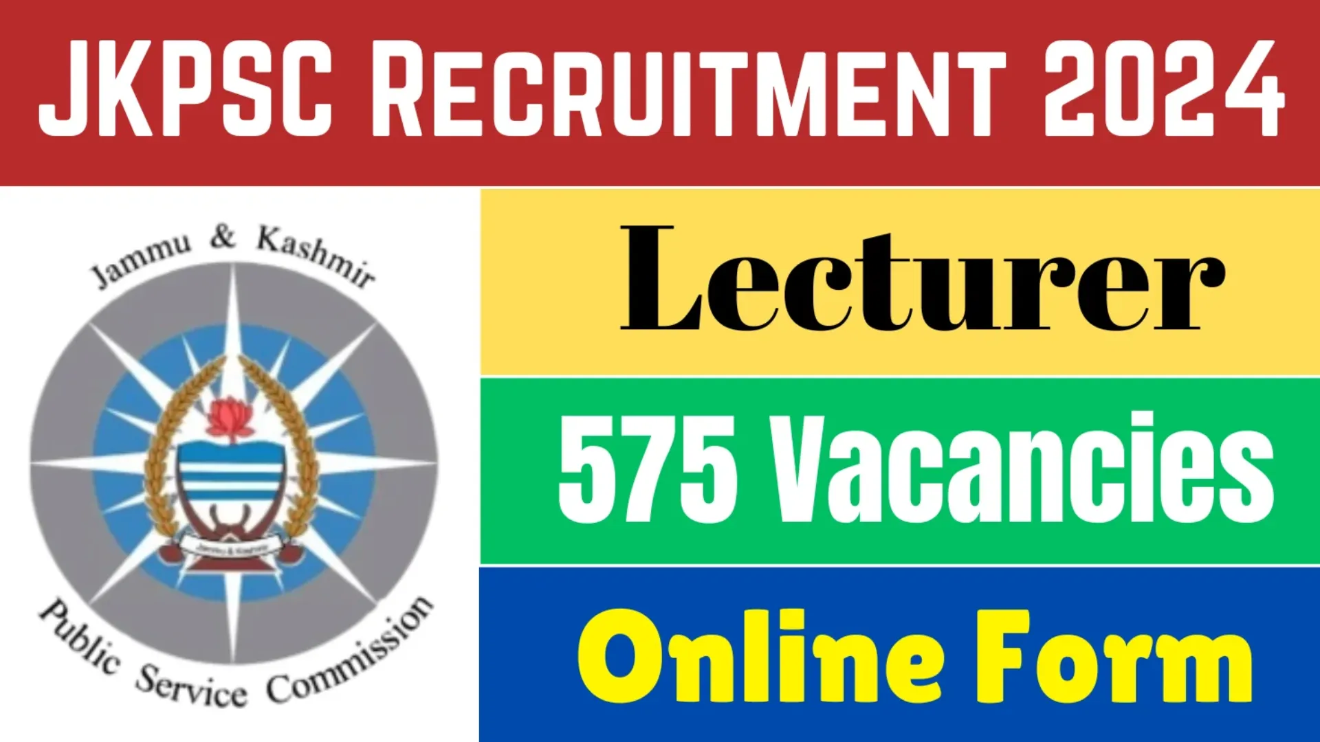 JKPSC School Lecturer Recruitment 2024 Apply Online for 575 Posts