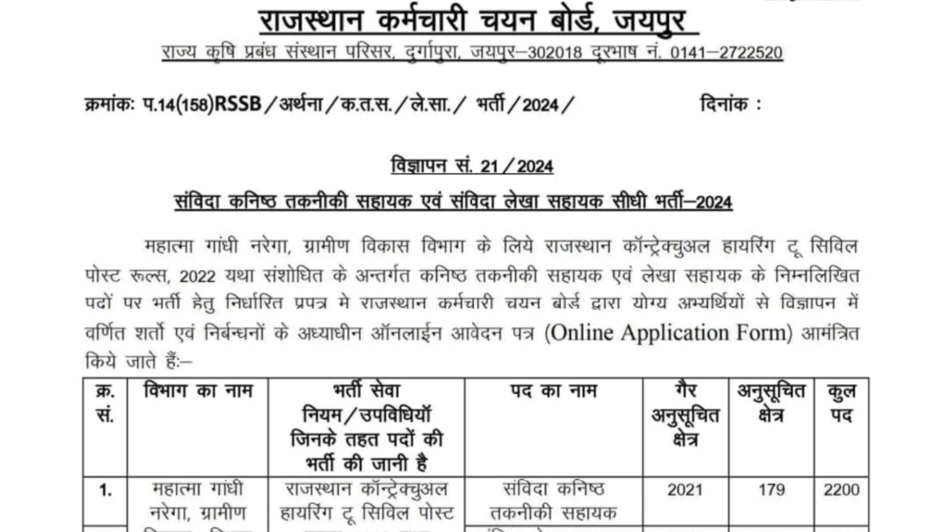 Rajasthan RSMSSB JTA and Account Assistant Recruitment 2024-25 [2600 Post] Notification OUT, Apply Online