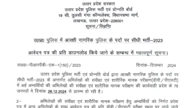 UP Police Constable Recruitment 2023 Result, DV / PST Exam Admit Card / Call Letter for 60244 Male / Female Post 2024