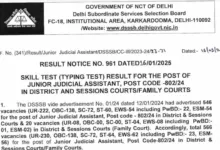 DSSSB JJA, PA Sr. PA Tier-2 Result 2024 Out, Check Marks and Cutoff