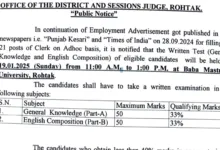 Rohtak Court Clerk Recruitment 2024-25 Exam Date, Candidate List, All Updates Here