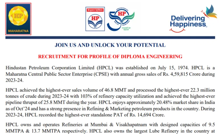 HPCL Junior Executive Officer Recruitment 2025 Notification OUT for 234 Posts, Apply Online