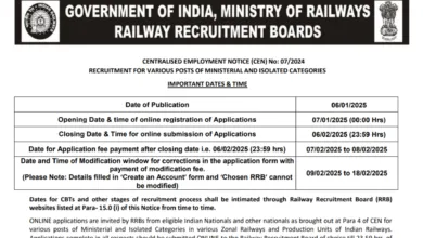 RRB Ministerial and Isolated Recruitment 2025 Notification Released for 1036 Posts, Apply Online