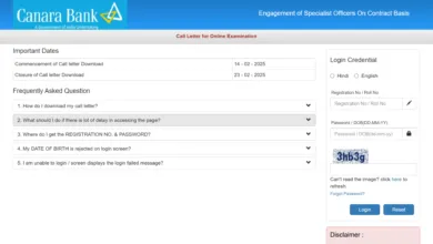Canara Bank SO Admit Card 2025 Out, Download Call Letter