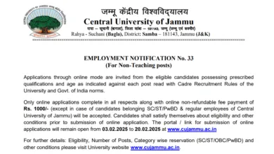 CUJ Non-Teaching Recruitment 2025 Notification Out and Online Form