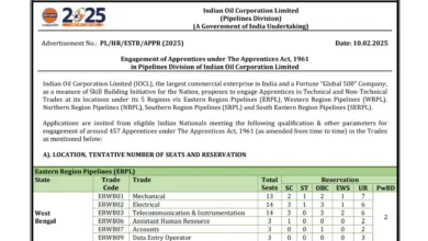 IOCL Pipelines Division Apprentice Recruitment 2025 Notification Out and Apply Online for 457 Posts
