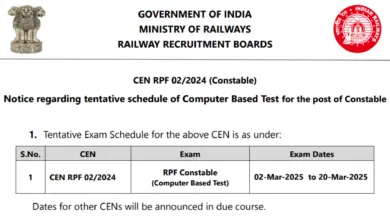 Railway RPF Constable Exam Date, City Intimation Out, Check Now, Direct Link