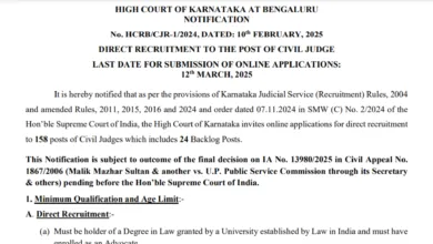 Karnataka High Court Civil Judge Recruitment 2025 Notification Released and Apply Online for 158 Posts