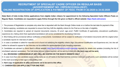SBI Bank SO Recruitment 2025 Notification Released and Apply Online