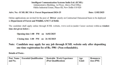 Delhi ICSIL Driver Recruitment 2025 Notification and Online Form