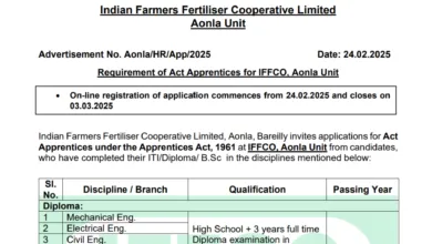 IFFCO Act Apprentice Recruitment 2025 Notification and Online Form