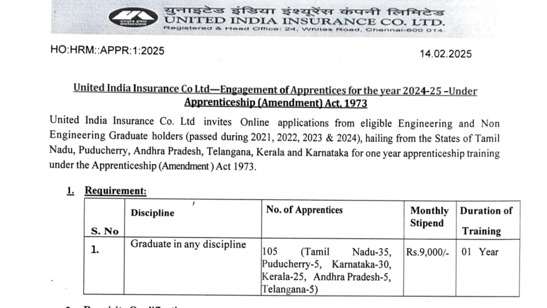 UIIC Apprentice Recruitment 2025 Notification Released for 105 Posts, Apply Online