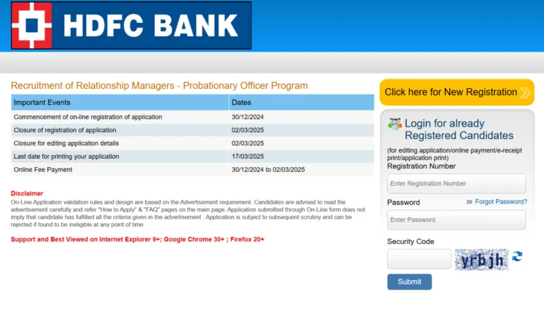 HDFC Bank PO (Relationship Manager) Recruitment 2025 Notification Released for 500 Posts, Apply Online