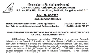 CSIR NAL Technical Assistant Recruitment 2025 Notification and Online Form
