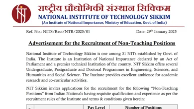 NIT Sikkim Non-Teaching Recruitment 2025 Notification and Offline Application Form