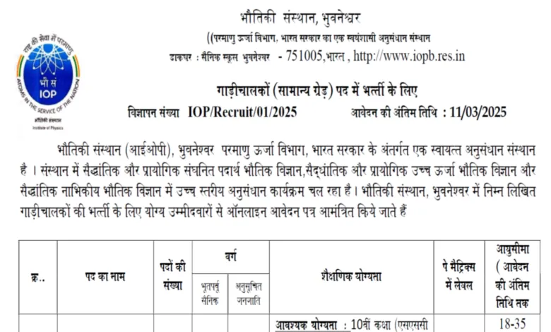 Institute of Physics Recruitment 2025 Apply for Driver (Ordinary Grade) Posts