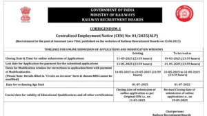 Railway RRB Assistant Loco Pilot (ALP) Recruitment 2025 Notification Released and Apply Online for 9970 Posts