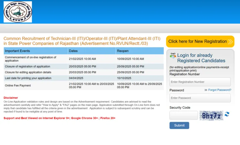 Rajasthan RVUNL Technician, Operator and Plant Attendant Recruitment 2025 Notification Released and Apply Online for 2163 Post