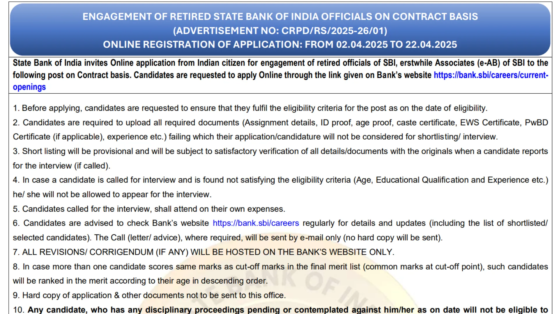 SBI Bank ERS Reviewer Recruitment 2025 Notification Released and Apply Online