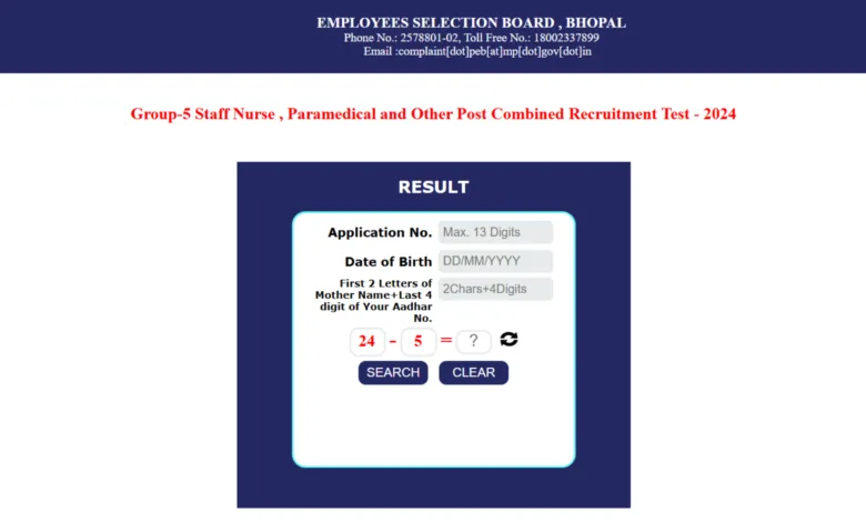 MPESB Group-5 Staff Nurse, Paramedical and Other Post Exam Result 2025 Released, Check From This Link