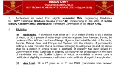 Indian Army Technical Graduate Courses (TGC) 142 Recruitment 2025 Notification Released and Apply Online