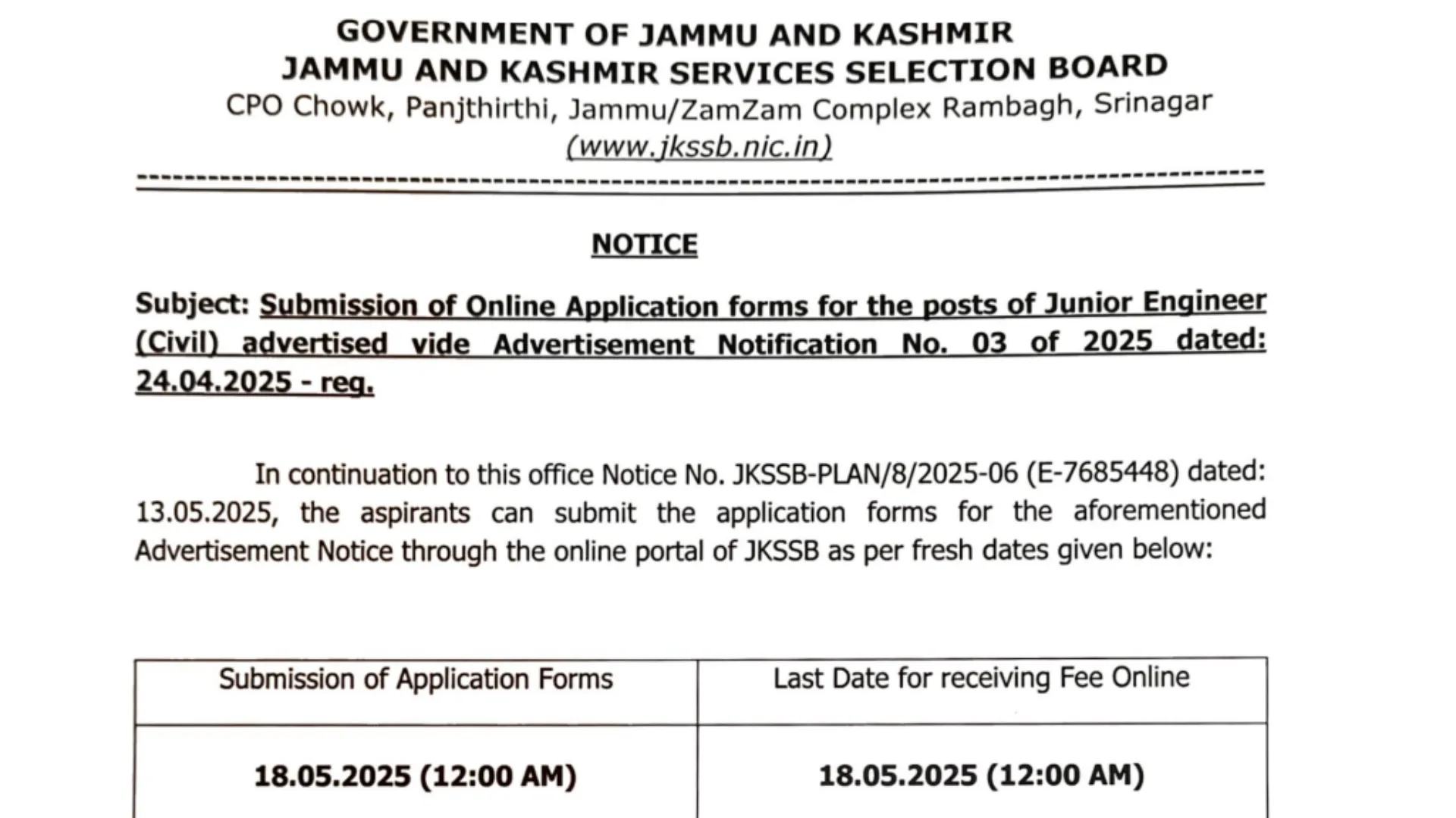 JKSSB Junior Engineer (JE) Recruitment 2025 Notification Released for 508 Posts, Apply Online