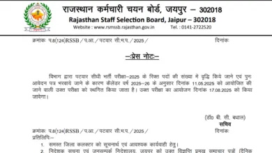 Rajasthan RSMSSB Patwari Recruitment 2025 Download Exam Date for 2020 Post
