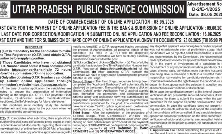 UPPSC Recruitment 2025 Notification Released for 50 Various Posts, Apply Online