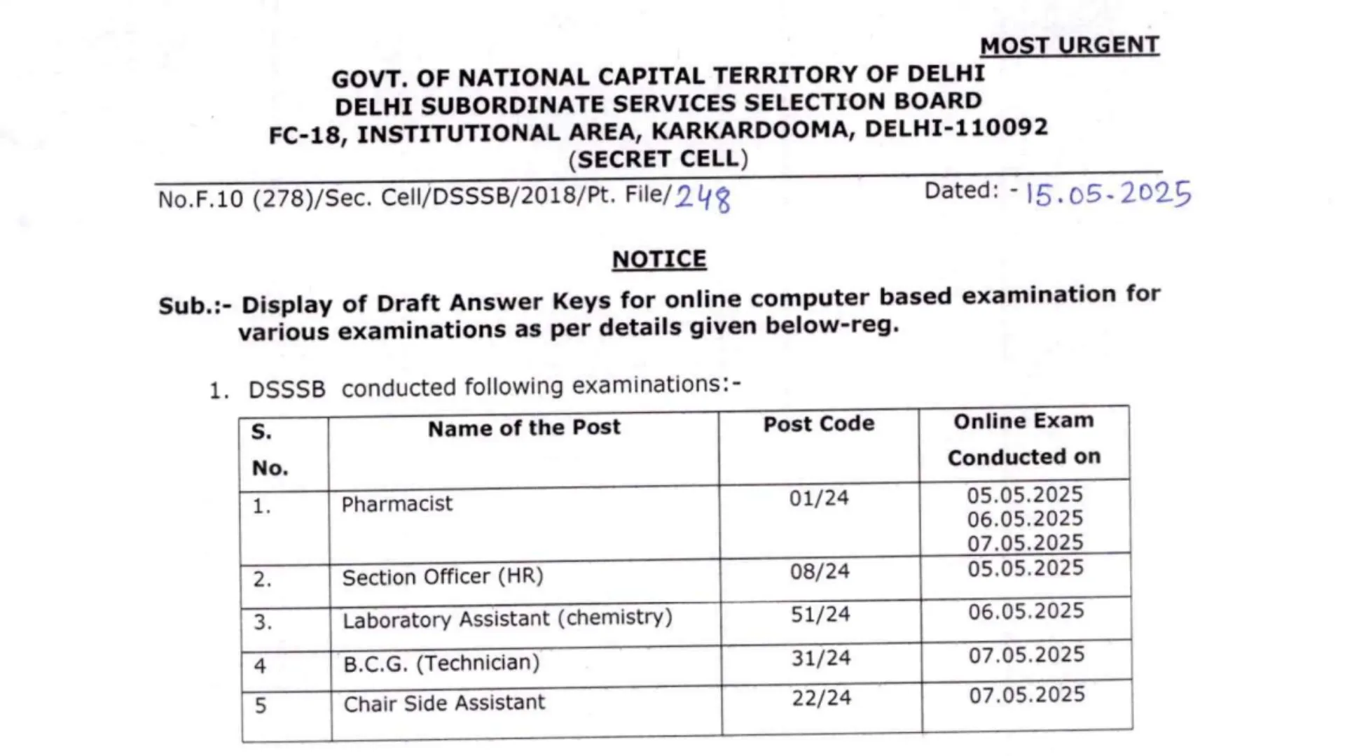 Delhi DSSSB Answer Key 2025 Released, Check From This Link