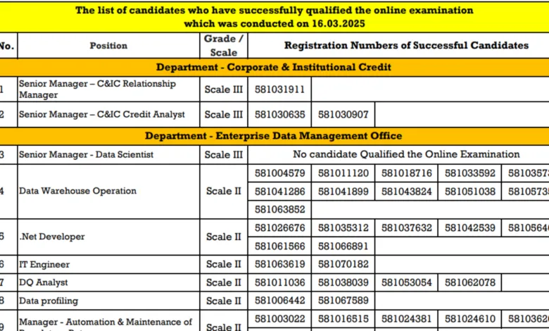 Bank of Baroda Specialist Officers (SO) Recruitment 2025 Download Result for 518 Post