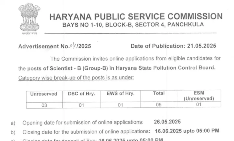 HPSC Scientist-B Recruitment 2025 Notification Released and Apply Online