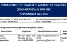 HPCL Graduate Apprentice Trainee (Engineering) Recruitment 2025 Notification Released and Apply Online