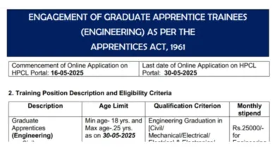 HPCL Graduate Apprentice Trainee (Engineering) Recruitment 2025 Notification Released and Apply Online