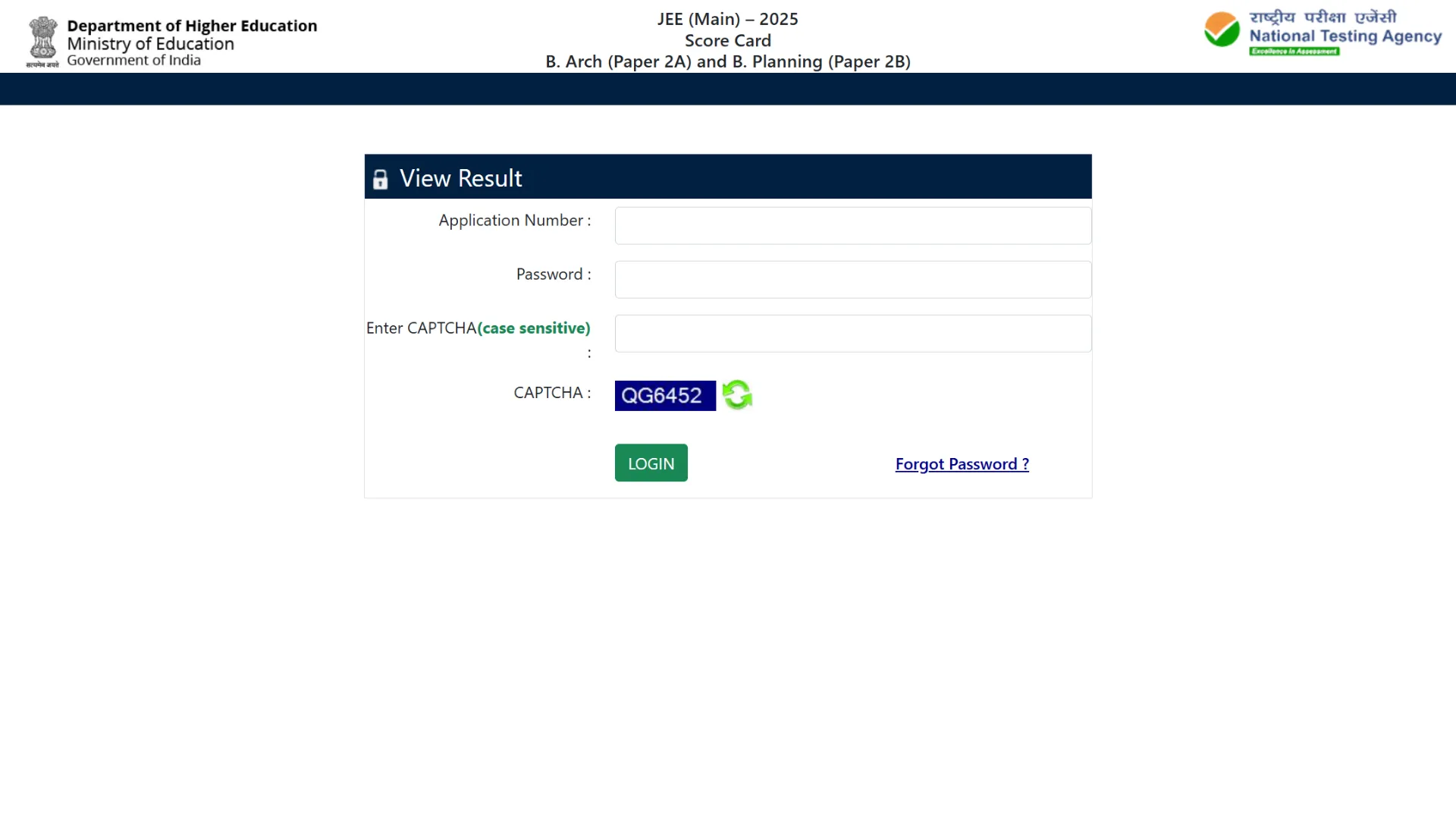 NTA JEE MAIN Sessions II (April 2025) Final Answer Key Result with Score Card, Paper 2 Result