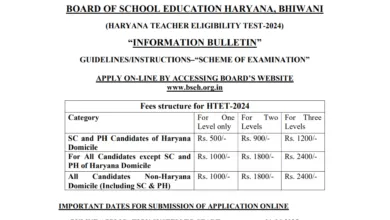 Haryana Teacher Eligibility Test (HTET) December 2024 Re Open Online Form 2025