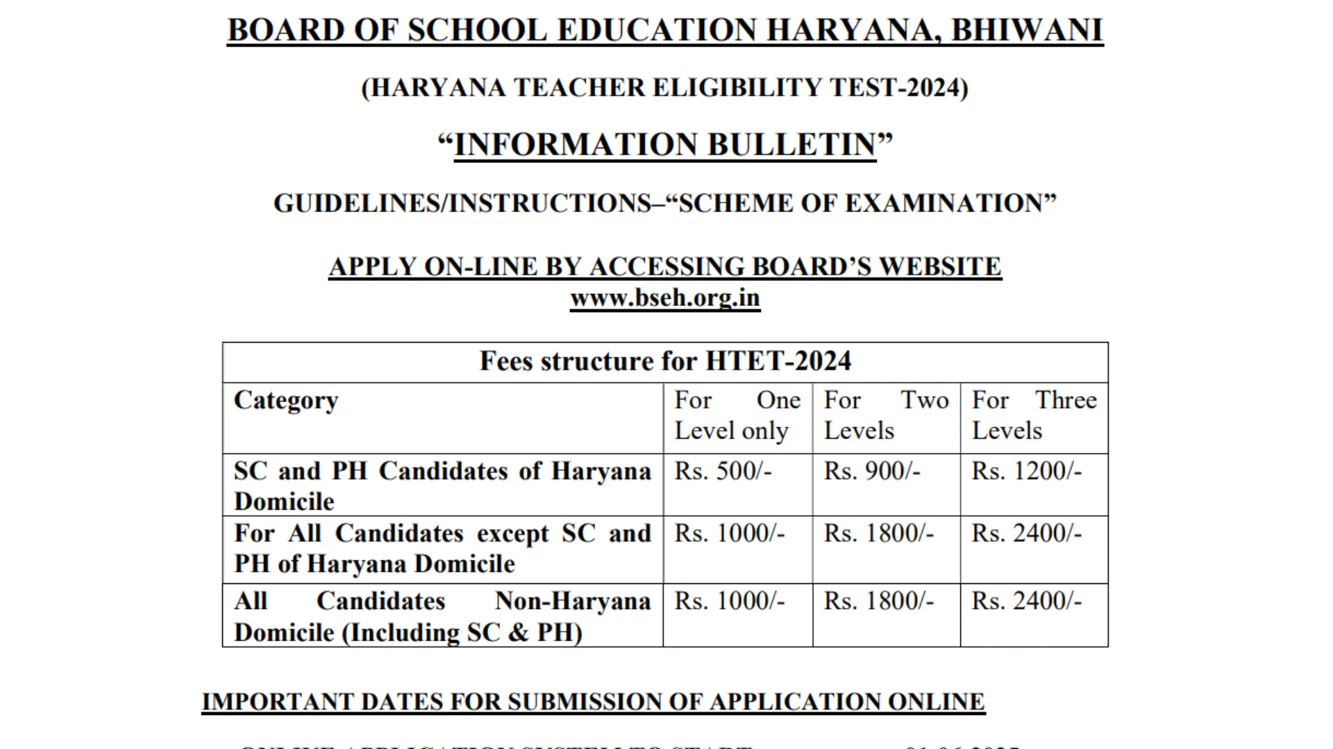 Haryana Teacher Eligibility Test (HTET) December 2024 Re Open Online Form 2025