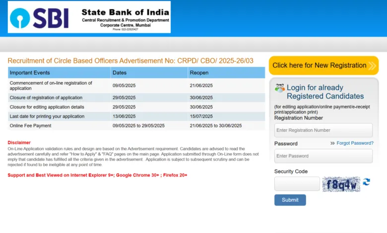 State Bank of India (SBI) Circle Based Officers (CBO) Recruitment 2025 Notification Released and Apply Online for 2964 Posts