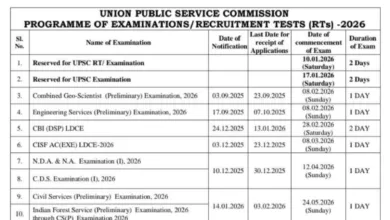 Exam Calendar 2026 Released, Check Exam Dates for Various Posts