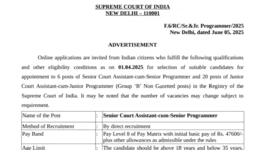 Supreme Court of India (SCI) Programmer Recruitment 2025 Notification Out and Apply Online
