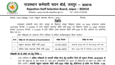 Rajasthan RSSB Live Stock Assistant (Pashudhan Sahayak) Recruitment 2025 Exam City / Admit Card for 2041 Post