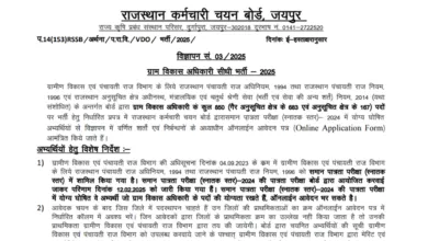 Rajasthan RSSB Village Development Officer (VDO) Recruitment 2025 Notification Released for 850 Posts, Apply Online