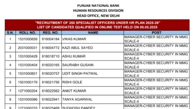 PNB Bank Specialist Officer (SO) Recruitment 2025 Download Result for 350 Posts