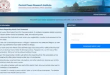 CPRI Recruitment 2025 Download Exam Admit Card for 44 Various Posts