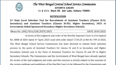 West Bengal (WBCSSC) Assistant Techer Recruitment 2025 Notification Released and Apply Online for 35726 Posts